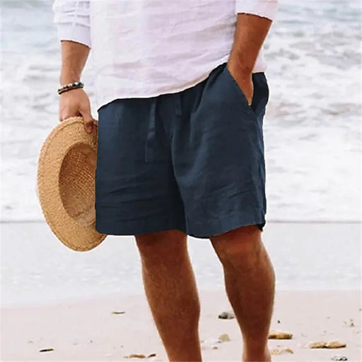 Seashore Serenity Linen-Blend Shorts  5XL-Navy
