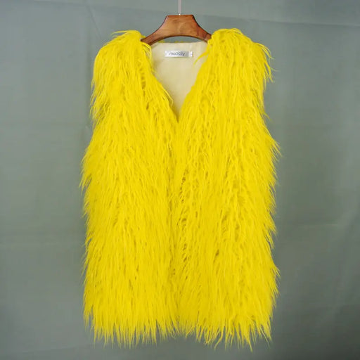 Shaggy Chic Fest Vest  Yellow-XL