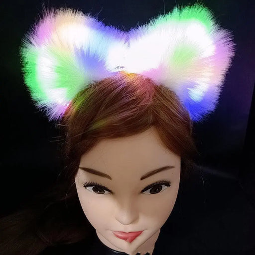 Luminous Feline Reverie Plush LED Cat Ears Headband - Full-X