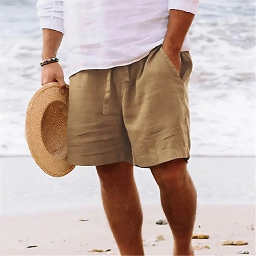 Seashore Serenity Linen-Blend Shorts  5XL-Khaki
