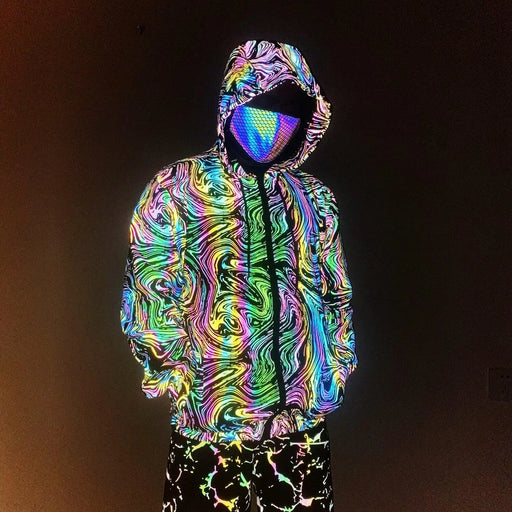 Cosmic Glow Holographic Hoodie - Full-X