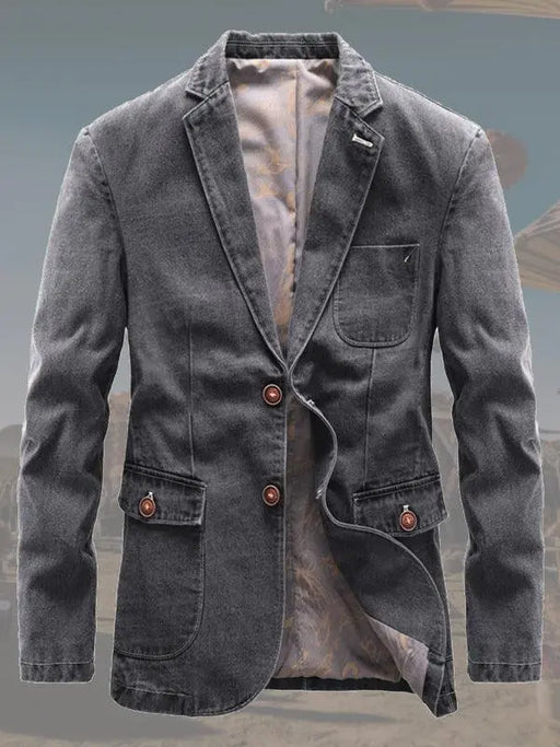 Men's Vintage Style Denim Blazer Sport Coat - Full-X
