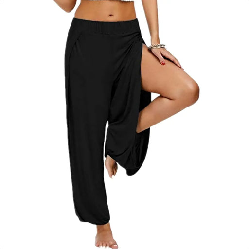 Gypsy Breeze Women's Side-Slit Harem Pants  3XL-Black