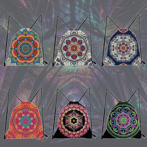 Mandala Print Drawstring Bag - Full-X