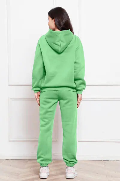 Relaxed Drop Shoulder Long Sleeve Hoodie and Pants Set
