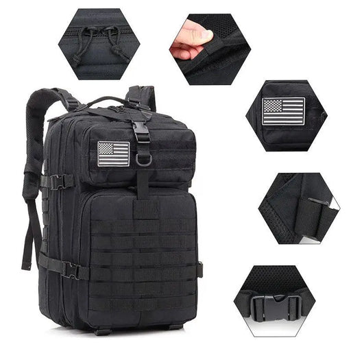 50L Waterproof Tactical Military Backpack - Large Capacity Rucksack for Camping, Hunting, and Trekking - Durable Sports Bag - Full-X